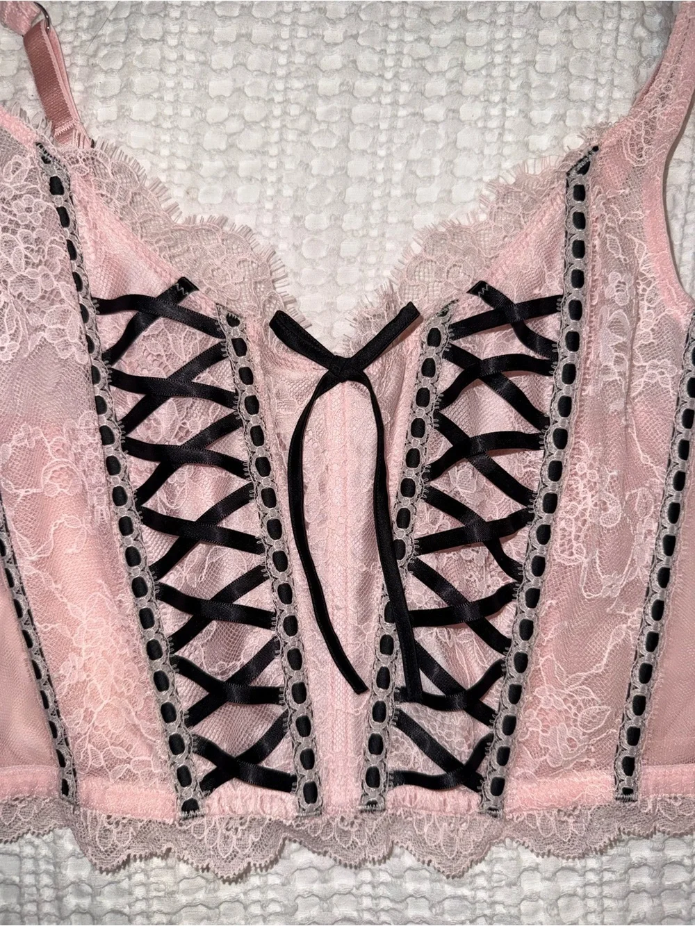 Victoria's Secret black and Pink Lace Corset Bustier size large cute sexy